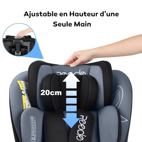 Reecle i-Size Siège Auto 360 Pivotant ISOFIX 40-150 cm, de la naissance à 12 ans (0-36 kg), ECE R129