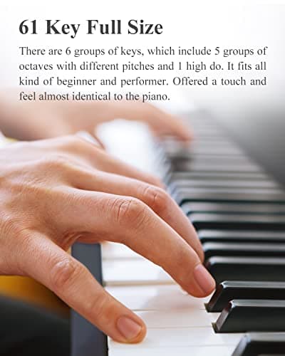 Eastar EK-10S Clavier Piano, 61 touches de taille standard Upright Clavier de Piano numérique pour les débutants avec pédale de sustain et support de livre de musique, cadeau essentiel