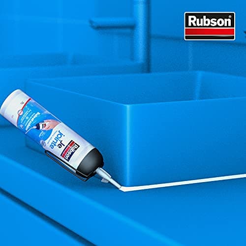 Rubson Je Jointe Mastic Blanc 200 ml, mastic étanche anti-moisissure en aérosol prêt à l'emploi, mastic silicone durable pour joints sanitaires spécial Bain & Cuisine