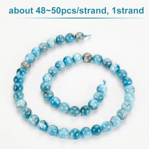 OLYCRAFT 48~50pcs Perles D'Apatite Naturelle 8mm Perles D'Apatite Bleu Océan Perles de Pierres Précieuses Pierre D'Énergie Perle Pierre Naturelle pour Bracelet Collier Fabrication de Bijoux