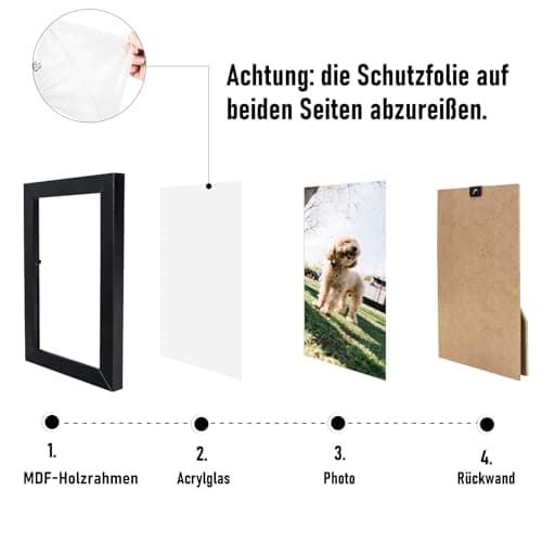 kollyseek set de 20 cadres photo 13 x 18 cm en MDF, cadre photo noir cadre portrait en verre plexi, salon pour poser et suspendre - support mural ou de table