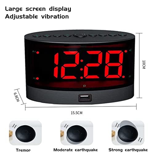 Shuimitao SuppléMentaire RéVeil Fort avec Secoueur de Lit, Double RéVeil Vibrant pour Les Gros Dormeurs, Les Sourds et Les Malentendants