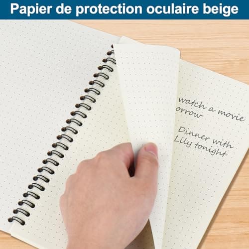 ZCZN A5 Cahier à Spirale Kraft 60 Feuillets par Bloc,Lot of 6 Blocs Carnet de Notes à Spirale Reliure Double Spirale,80 g/m2,Bloc Note Carnet Dessin,120 Pages Pointillés