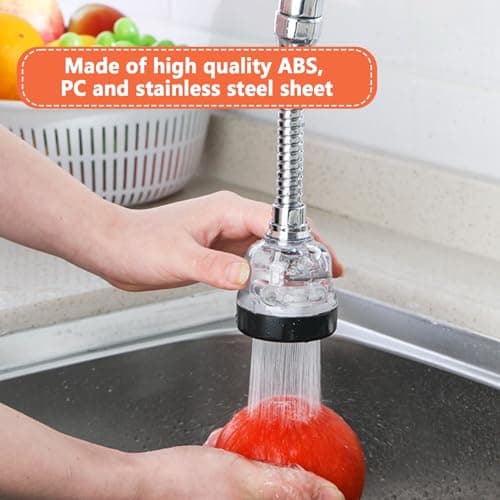 Thapncow 360 °Pivotant mousseur avec 3 modes douchette evier cuisine robinet,Embout Robinet,Mitigeur evier cuisine tete de robinet rotative,pour Robinets M22 ou M24 pour Cuisine/Salle de Bain(Argenté)