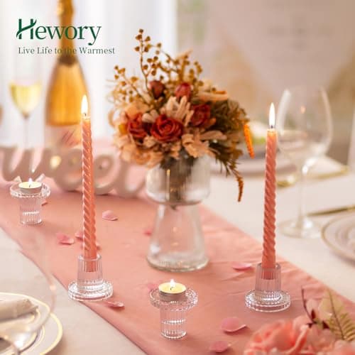 Hewory Lot de 20 bougeoirs en verre pour bougies piliers, bougies votives modernes nervurées pour décoration d'intérieur, fête de Noël