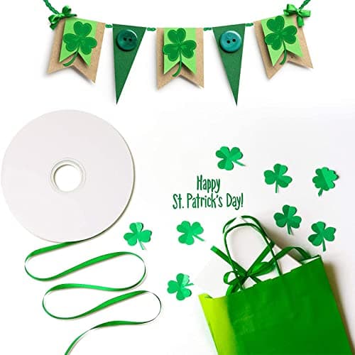 MacroHu Ruban Satin D'emballage Cadeau,1mm*23m Rubans de Noël,Ruban Cadeau DIY pour,Décorations De Anniversaire,Fête Emballage Cadeau,Couture Craft ou Décorations De Mariage(Vert), 1CM x 23M