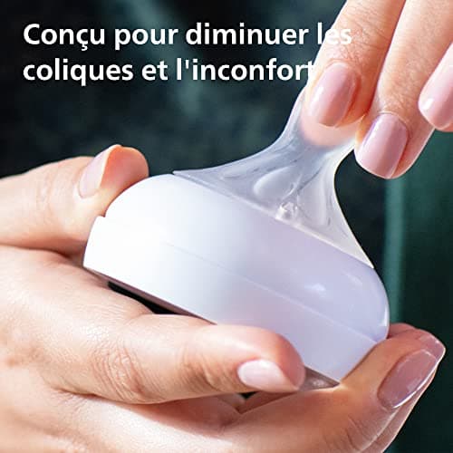 Philips Avent Lot de 2 tétines pour biberon à Réponse Naturelle 0% BPA, Débit 5 pour Bébé de 6 mois + (modèle SCY965/02)