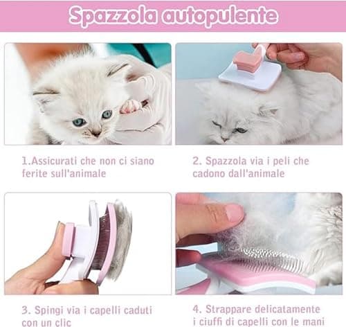 Vinabo Brosse Autonettoyante Pour Animaux de Compagnie,Brosse Pour Poils Longs et Courts,Pour Chiens Chats Eliminer Efficacement des Tomentose Sous-poil Tangles , Rose