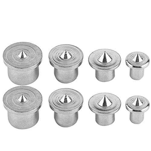 Pointe de Centrage Bois, Lot de 8 Centrage de Goujon 6mm 8mm 10mm 13mm Centreur de Tourillon Marqueurs de Goujon Centre de Cheville Pointes de Goujon en Acier pour Bois Dur Bois Tendre, Creux Solide