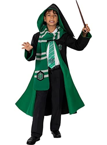 Funidelia | Cape Réplique Harry Serpentard pour fille et garçon Poudlard, Magiciens, Hogwarts - Déguisement pour enfant et accessoires pour Halloween, carnaval et fêtes - Taille 3-4 ans - Noir