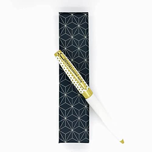 DRAEGER PARIS | Stylo bille de couleur crème et or "Bon Anniversaire" |Texte personnalisé mine noire | Idée cadeau Anniversaire pour Collègue, amis, famille | Boite cadeau