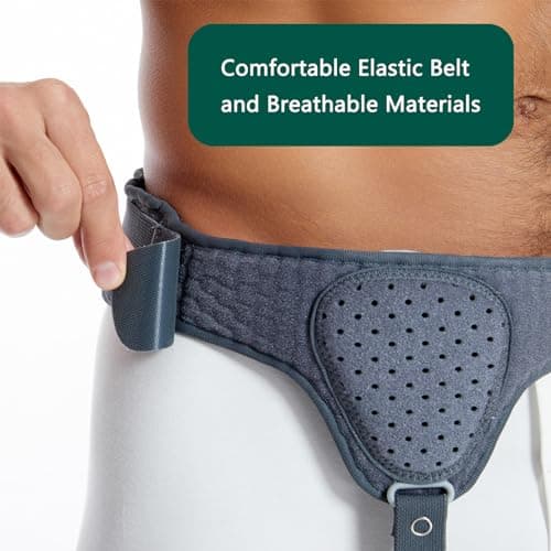 HEERTEEAJ Ceinture herniaire pour homme et femme Ceinture herniaire réglable flexible Soutien herniaire Soulagement de la douleur avec coussinets de compression amovibles Hernie
