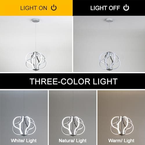 ZenithBeam Led Moderne Lustre Salon, Chrome Suspension Luminaire Avec TéLéCommande, Ligne De Lampe De DéCoration Artistique à Intensité Variable 40W 8 LumièRes Lustre Chambre Pour Salon, Cuisine