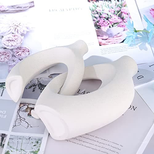 Lot De 2 Vases Creux en CéRamique - DéCoration D'IntéRieur BohèMe - pour Table De Mariage, Fête, Salon, Bureau, Chambre, Pendaison De CréMaillèRe, Cadeau De Mariage pour Couples (Blanc cassé)
