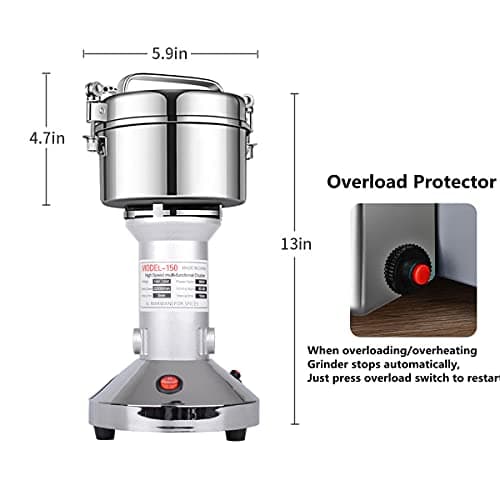 LEJIEYIN Moulin à grains 150g moulin à farine haute vitesse 25000 R/min pour broyage rapide contre les surcharges - Moulin à herbes, épices, noix, céréales