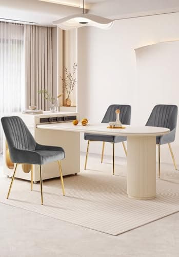 SEPNINE Chaises de Salle à Manger Lot de 2, Chaise en Velours pour Salle à Manger Scandinave, Chaise de Cuisine avec Coussin Rembourré épais, Chaise de Salon avec Pieds en Métal Doré