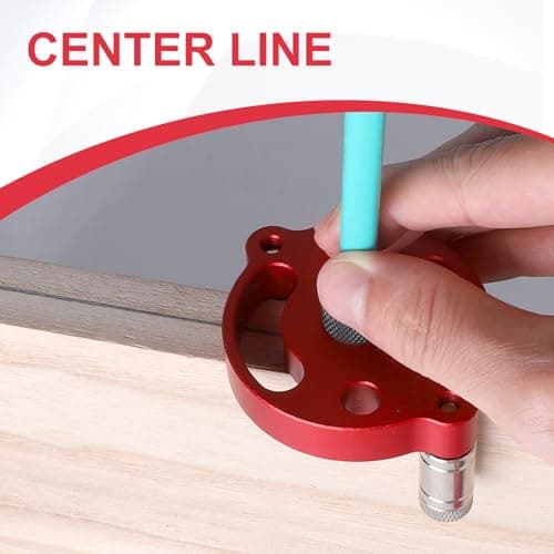 EFUTURETIME Gabarit de Percage Vertical, 2-10 mm Trous Locator Travail du Bois, Kit de Chevilles à Centrage Automatique, Guide de Percage Droit pour Perçage et Repérage du Centre, Rouge