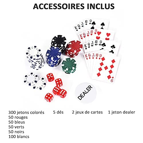 HOMCOM Mallette de Poker Coffret de Poker Complet avec 300 jetons 2 Jeux de Cartes + 2 clés Aluminium