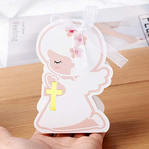 50PCS Boîte Baptême Fille Bonbonnières en Forme Ange pour Baptême Naissance Fête Anniversaire