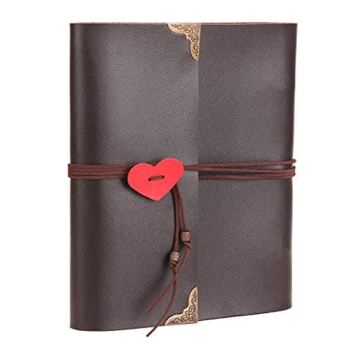 Album Photo en Cuir La Saint Valentin Rétro Album Mariage Livre d'Or Bricolage Vintage Scrapbook Noir Pages Livre Photo pour Noël Anniversaire Fête des Mères Anniversaire Cadeau pour Maman