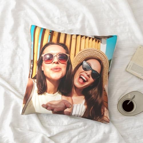 LMQJDZ Personnalisé HousseDe Coussin,Personnalisée Imprimée Recto-Verso Tout Texte Et Image.Cadeau pour Coussin Personnalisée pour Père, Maman, Enfants,Amis ou Amoureux