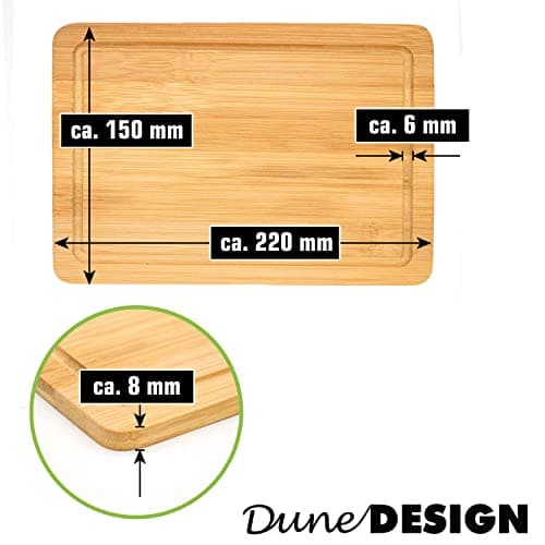 DuneDesign Lot de 6 : Petite Planche a Decouper - 22x15 Planche Aperitif Bois - Planche Petit Dejeuner Petite Planche de Bois - Planche a Charcuterie Apero - Planche à Découper Bambou Planche Bois