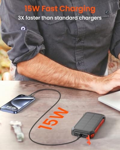 Bilivein Solaire Power Bank, 26800mAh Chargeur Solaire, 15W Chargement Rapide Batterie Externe, 3 Sorties Batterie Solaire pour iPhone, Galaxy, Batterie Externe avec Flashlight pour Le Camping