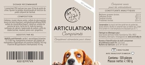 Complément Articulation pour Chien - Anti arthrose Chien Senior - avec glucosamine chondroïtine Chien - 120 comprimés pour Articulation Chien et - Anti inflammatoire Chien