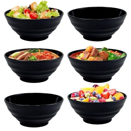 ADERTOS Bol à Céréales Plastique, 10 Bols en Plastique Incassables 24 OZ Bol Plastique Reutilisable Saladier Bol à Soupe Bol Petit Déjeuner Passe au Lave-vaisselle et au Micro-ondes, sans BPA, Noir