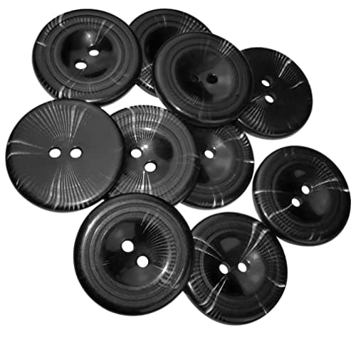 AERZETIX - C57141 - Lot de 10 Boutons à coudre ronds à lamelles intégrées 44L L44 Ø28x4 mm à 2 trous - couleur noir - en plastique - ouverture 2.5 mm - pour mercerie couture vêtement tricot décoration