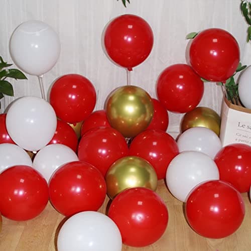 Lot de 100 guirlandes de ballons rouges rouges - Différentes tailles : 45, 30, 25, 13 cm - Guirlande de ballons rouges à l'hélium - Décoration de fête pour fiançailles, mariage, baby shower