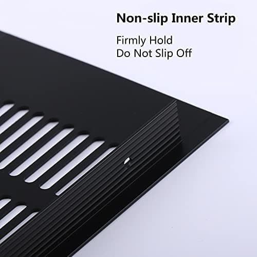 Lot de 2 grilles d'aération intérieures en alliage d'aluminium 80 mm x 500 mm Noir