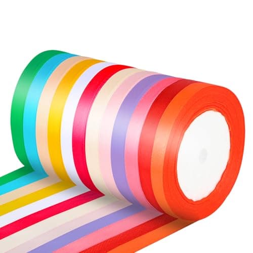 Atliberswo - Ruban Satin - Ruban Cadeau - Ruban Tissu - 12 Couleurs, 22 m × 1 mm, Ruban en Polyester, Adapté aux Décorations de Mariage, Décorations de Fêtes, Emballages Cadeaux, etc