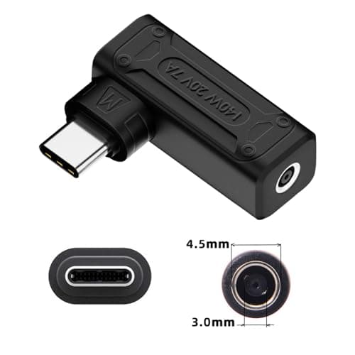NFHK Adaptateur de charge 90 degrés coudé 140 W 100 W DC 4,5 x 3,0 mm pour téléphone portable