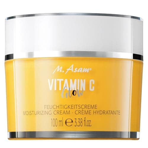 M. Asam VITAMIN C Glow Crème hydratante XXL (100 ml) – Crème visage 24 h à la vitamine C, hydratation intense, effet lissant et raffermissant, particules d'or et curcuma pour un teint éclatant