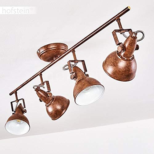 Plafonnier Tina en métal finitions rouille, luminaire de plafond à 4 spots orientables pour ampoules E14, ampoule(s) non incluse(s)