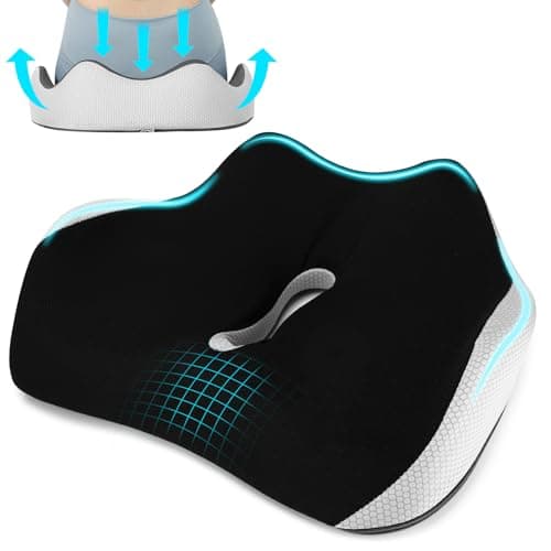 Bearrerp Coussin orthopédique en mousse à mémoire de forme - Ergonomique - Favorise la circulation sanguine et soulage le coccyx - Pour le bureau, la maison, la voiture - Noir