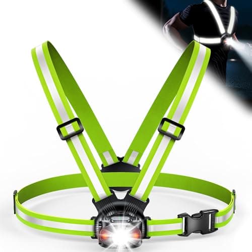 ISEYOU Lampe Running, 500 Lumens Lampe Course a Pied Rechargeable par USB, Réglable à 45°, Étanche IPX4 Lampes Pectorale Running avec Double Sangle Bandes Réfléchissantes pour Jogging Sports Extérieur