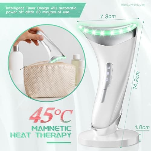 Appareil Anti Rides Visage Massage 3 en 1 Modes 45°C EMS Lifting Massage avec Socle Soin Anti-âge de Peau Électrique Appareil de Beauté Vibration Tonification Pour Raffermissement du Visage et du Cou