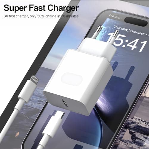 Chargeur USB C, Prise 25W Secteur Rapide pour iPhone 16/16 Pro/16 Pro Max/16 Plus /15/14/13/12/11/SE 2020/X/XS, Pad Pro, Galaxy, Pixel, Type C Mural Alimentation Adaptateur Trefard