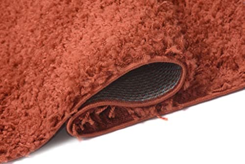 TAPISO Essence Tapis Shaggy Poils Longs Moderne Rouge Brique Uni Salon Chambre Adulte Enfant Descente de Lit Moelleux Super Soft Epais Oeko-TEX 240 x 330 cm
