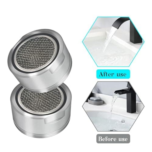 Vordpe Lot de 6 aérateurs M24 en acier inoxydable, 6 joints et 1 clé chromée, filtre de robinetterie pour cuisine et salle de bain