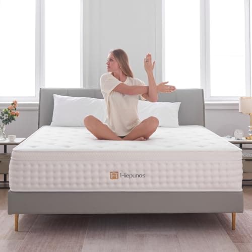 Hiepunos Matelas 140x190 cm, Épaisseur 26cm, Matelas à Ressorts Ensachés et à Mémoire de Forme, Hybride Matelas, 7 Zones de Confort, H3 Moyenne Ferme, Soutien Parfait, Respirant
