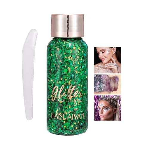 Body Glitter gel,Paillettes Visage,Mermaid Sequins Body Glitter,Liquide Fard À Paupières Glitter,For Festival Masquerade Birthday Makeup,Ongles(Vert)