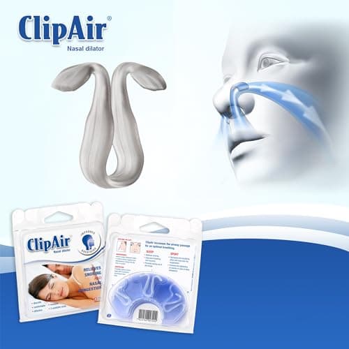 ClipAir - Dilatateur Nasal - Discret, Confortable et Réutilisable - Anti-Ronflement et Assèchement - Efficacité Prouvée, Fabriqué en Suisse - Taille S