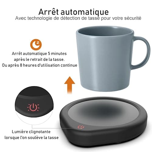 Réchauffe-Tasse à Café avec 2 Réglages de Température, Mug 20 W pour Tasses Électriques, Plaque Chauffante à Café avec Arrêt Automatique après 8 Heures