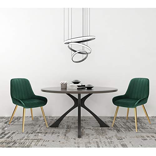 Lestarain Chaises de Salle à Manger Lot de 4 avec Dossier,Chaise de Cuisine Chaise de Salon Fauteuil Chaise Velours avec Pieds en Métal,Vert foncé