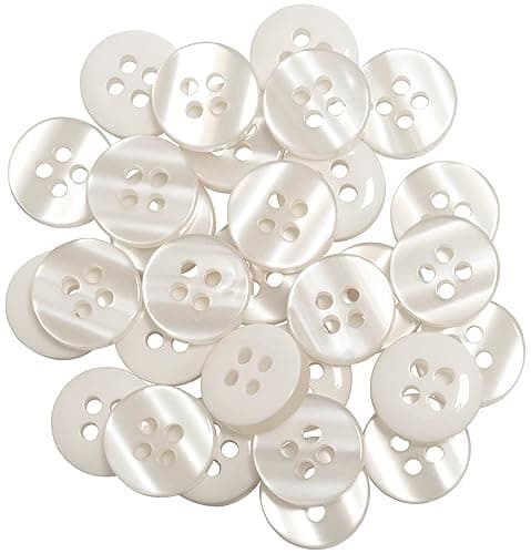 AERZETIX - C67902 - Lot de 30 Boutons à coudre ronds Ø11.5 mm à 4 trous - 18L L18 - en plastique - ouverture 1.8 mm - couleur blanc - création de vêtements loisirs créatifs mercerie décoration