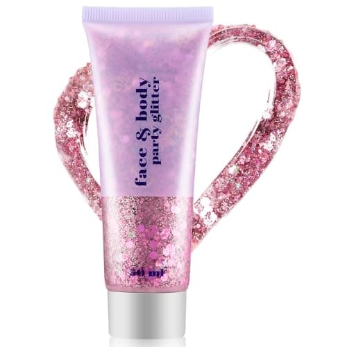 Gel Pailleté Pour Le Corps, Paillettes Rose Pour Le Visage, Lotion Scintillante Holographique, Gel Pour Le Visage Et Le Corps Pour Les Yeux, Les Cheveux, Les Ongles, L'art DIY, Maquillage (50ml)