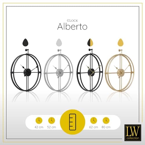 LW Collection Horloge Murale Alberto Or 62 cm - Grande Horloge Murale Industrielle en Métal - Horloge Murale Moderne - Mouvement Silencieux - Horloge Silencieuse